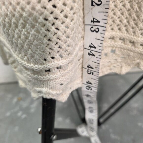 Freshmen Cream Crochet Long Duster Open Cardigan Sweater Size Medium - Picture 4 of 10